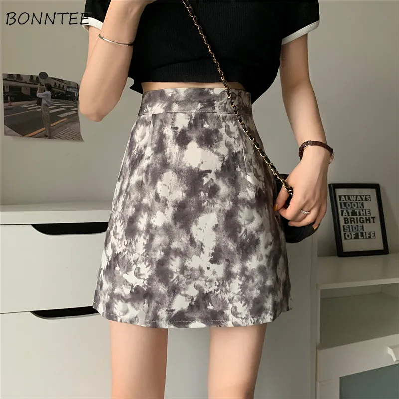 

Skirts Women Summer Fashion Tie Dye Sexy Mini High Waist Streetwear A-line Casual New Arrival Korean Style Office Retro Female