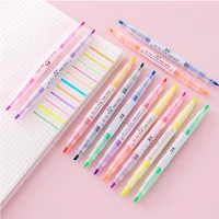 6pcsset candy double ended highlighters pastel markers dual tip fluorescent pen for art drawing doodling marking school office