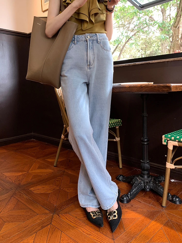 

2022 New Casual Jeans Women Denim Pants High Waisted Wide Leg Jeans Spring Autumn Loose Korean Straight Jeans