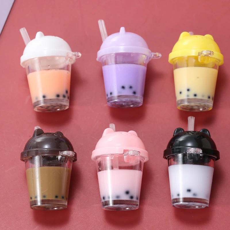

10pcs/lot Mixed Color Milk Tea Drink Cup Resin Charms Pendant DIY Earrings Keychain for Jewelry Making Accessories