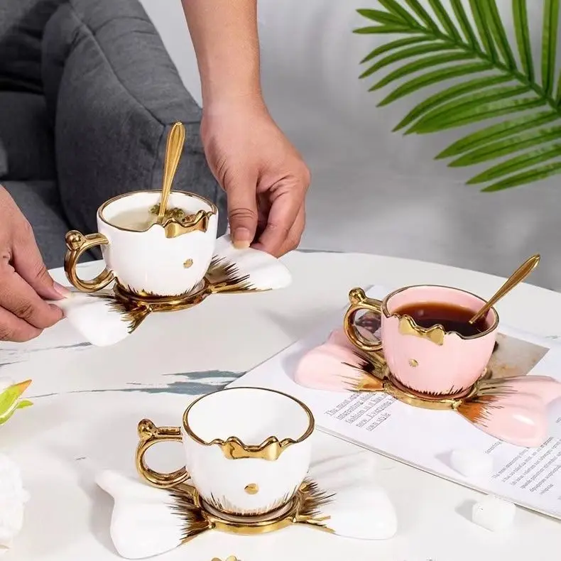 

New Butterfly Concentrated Coffee Cup and Dish Set with High Value, High-grade, Exquisite and Light Luxury.