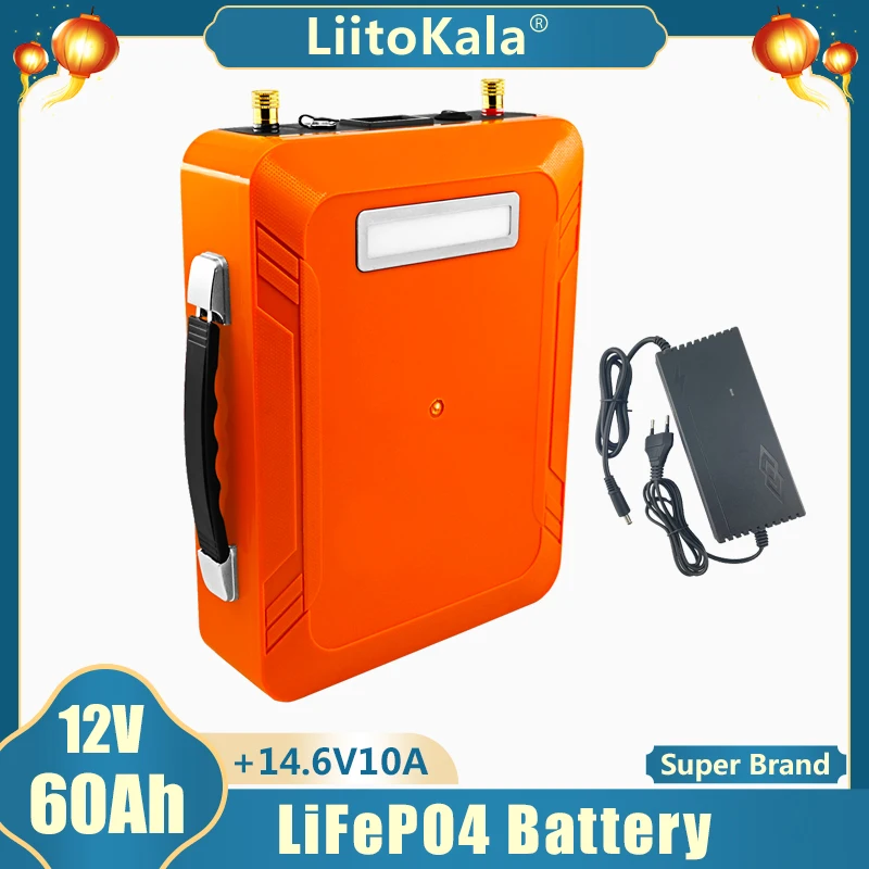 

LiitoKala 12 В 12,8 в 60 ач lifepo4 светодиодный 5 в USB для светильник RV Открытый кемпинг солнечная энергия резервное питание Гольф Корзина + 14,6 в 10 А