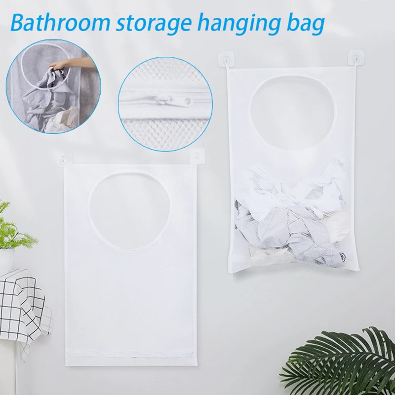 

Wall Mounted Organizer Mesh Storage Bag Laundry Basket For Dirty Clothes Bathroom Dirty Clothes Toy Storage Bags
