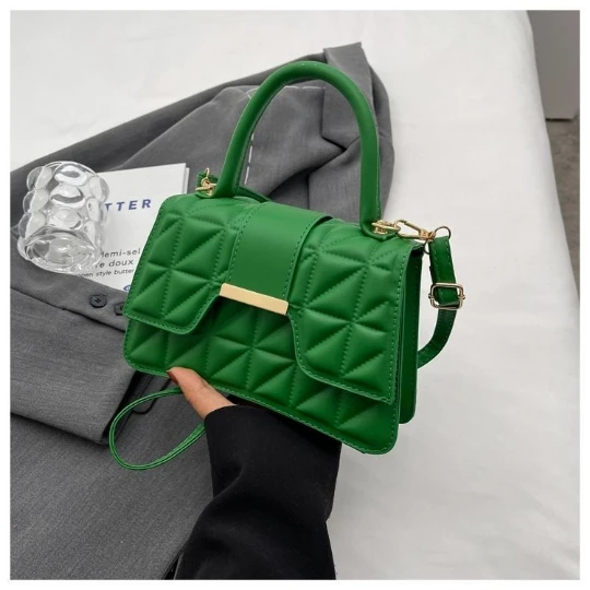 Зеленая женская сумка 2024 модная через плечо из полиуретана и ПВХ для девушек