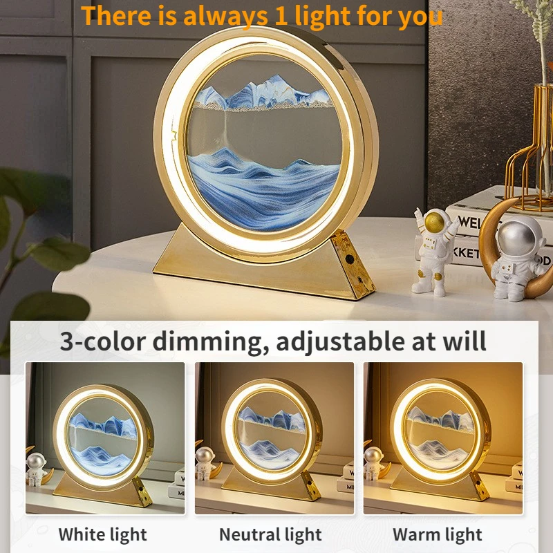 

3D Hourglass LED Lamp Quicksand Moving Rotating Art Sand Scene Dynamic Living Room Decoration Accessories Modern Home Decor Gift