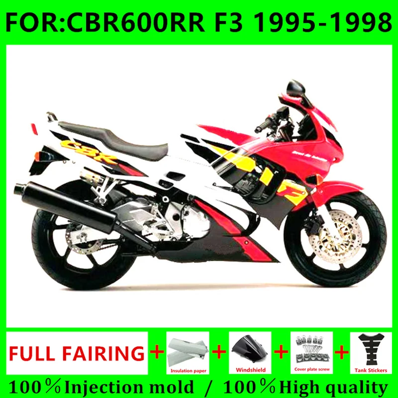 

Новинка, комплект обтекателей для мотоцикла ABS, подходит для CBR600 F3 CBR600F3 CBR 600 1995 1996 1997, цвет красный/белый