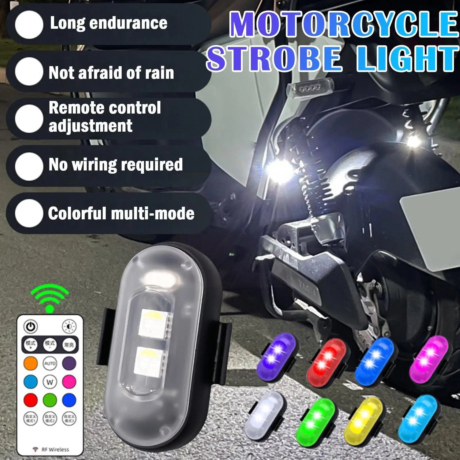 

8 Colors Led Anti-collision Warning Light Remote Wireless Flash Warning Signal Drone Motorcycle Signal Control Turn Light W8d3