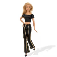 black crop top striped pants 30cm doll clothes for barbie dress shirt trousers 16 bjd accessories for barbie clothes outfit toy