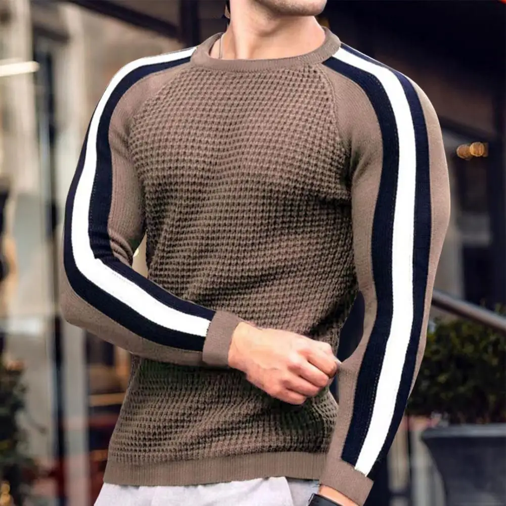 

Popular Male Sweater Super Soft Men Sweater Crew Neck Windproof Fine Touch Bottoming Sweater Keep Warm