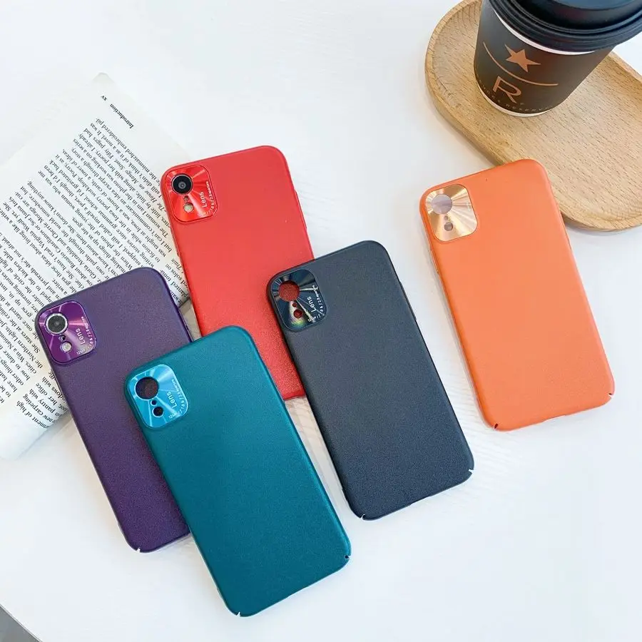 

Ultra-thin Matte Silica Gel Color contrast Metal camera Case For iPhone 12 Mini 11 Pro Max XR XS X 6 7 8 Plus Shockproof Cover