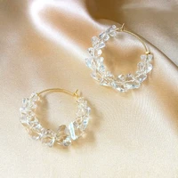 transparent crystal hoop earrings for women minimalism clear crystal ear hoops good color earring delicate jewelry gifts