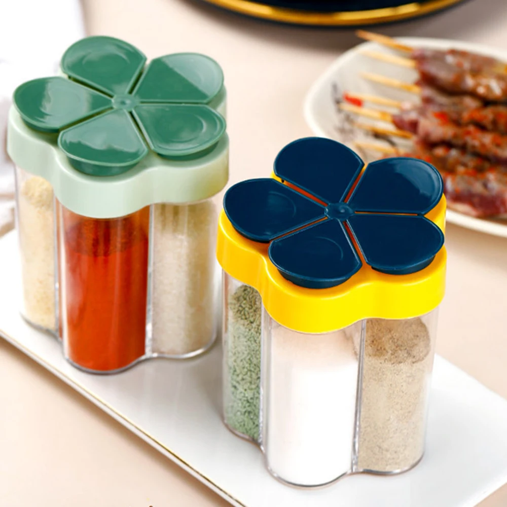 

Combination Seasoning Jar With Lid 5 In 1 Transparent Spice Box Suit For Kitchen For Outdoor Activities Lightweight Durable