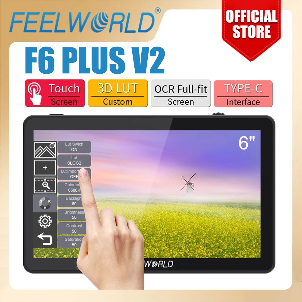 Фото FEELWORLD 6-дюймовая камера DSLR Полевой монитор F6 PLUS V2 3D LUT Сенсорный экран IPS FHD 1920x1080 Поддержка видеофокуса 4K HDMI №1