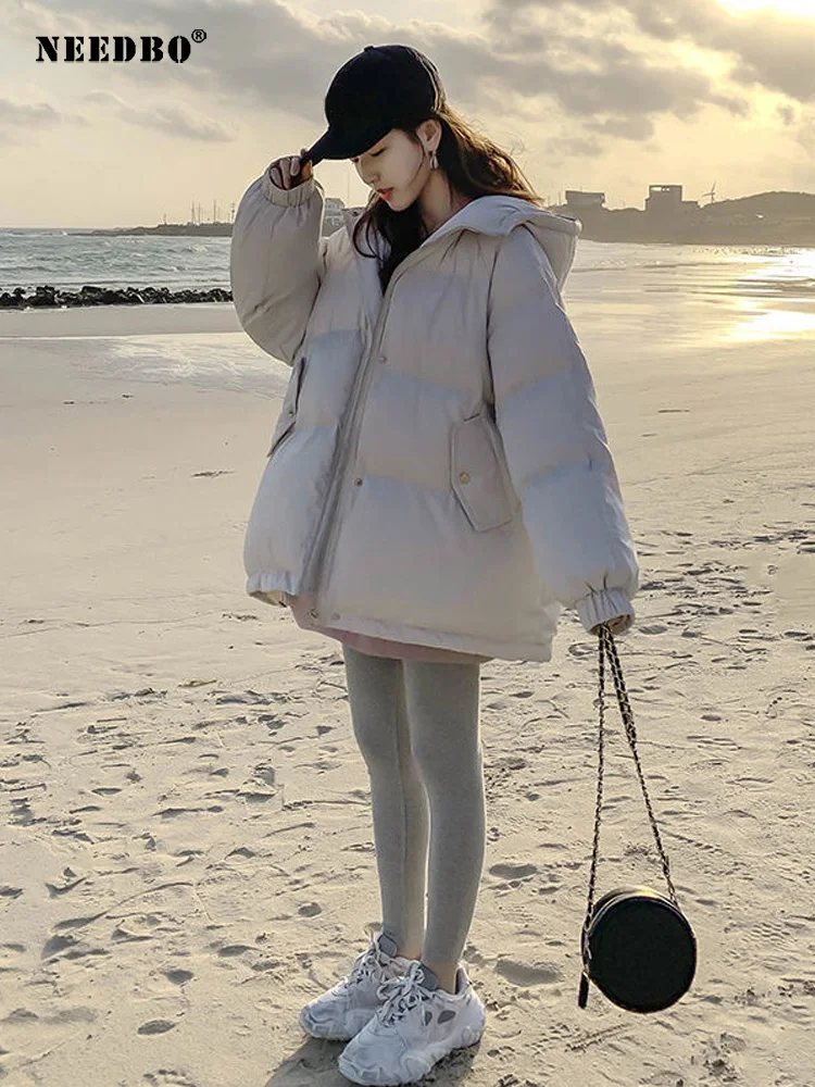 New 2022 Women Jacket Winter Thick Hooded Cotton Padded Coats Female Korean Loose Puffer Parkas Ladies Oversize Outwear