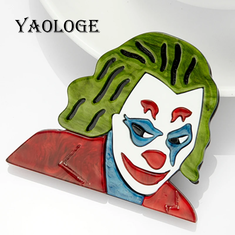 

YAOLOGE European American Style Brooch Woman High Quality Acrylic Comedian Clown Pins Brooches on Bags Clothes