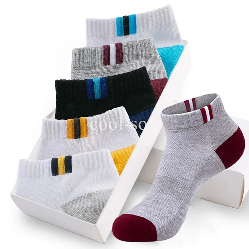 10 Pieces=5 Pairs/lot Men Socks Mesh Breathable Cotton Sports Socks Short Casual Socks Summer Absorb Sweat Ankle Socks Set Meias