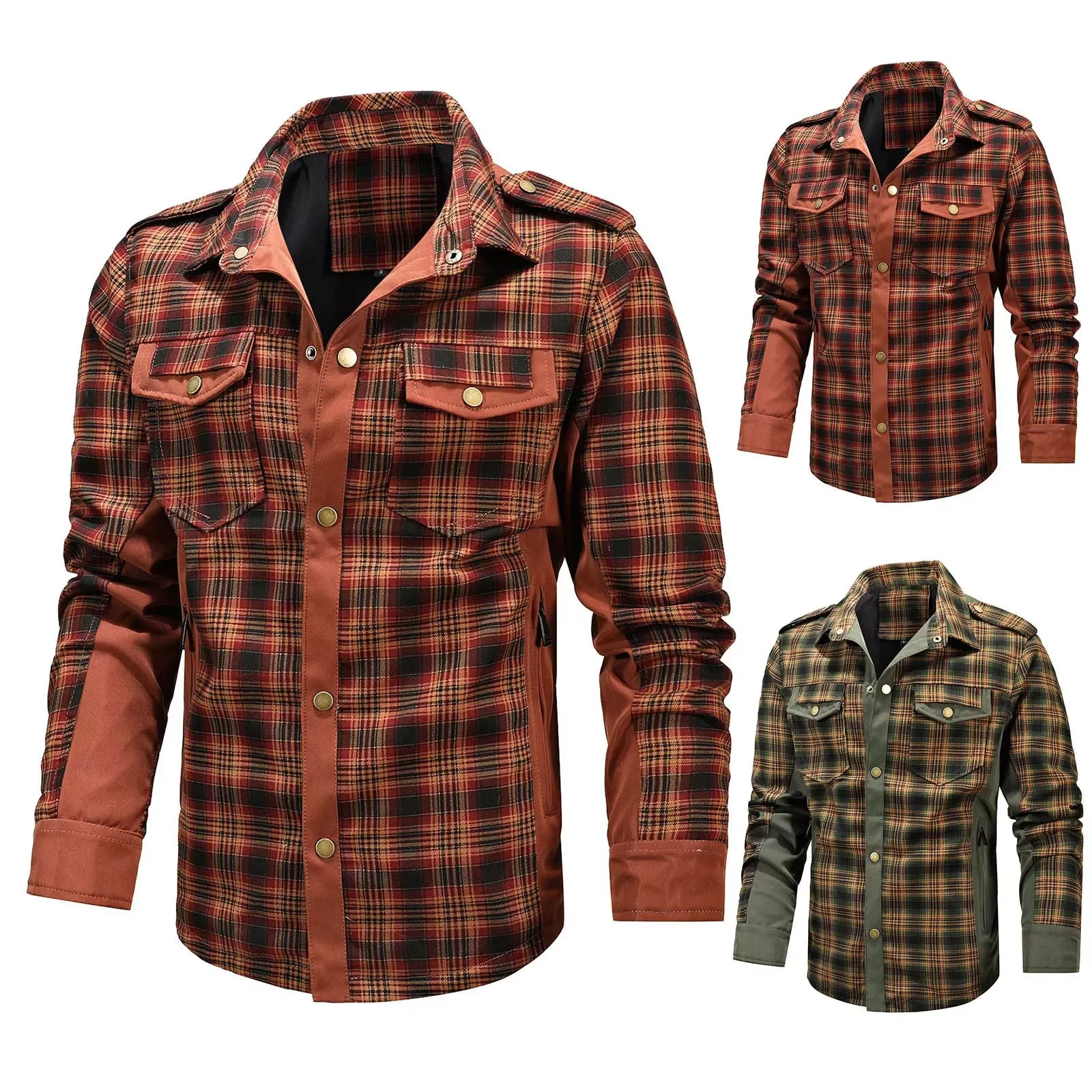 

NEW IN Mens Autumn And Winter Fashion Plaid Shirt Coat Jacket Thick Coat Warm Coat
