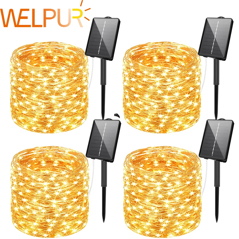 LED Outdoor Solar Lamp String Lights timing 200/300 LEDs Fairy Holiday Christmas Party Garland Solar Garden Waterproof