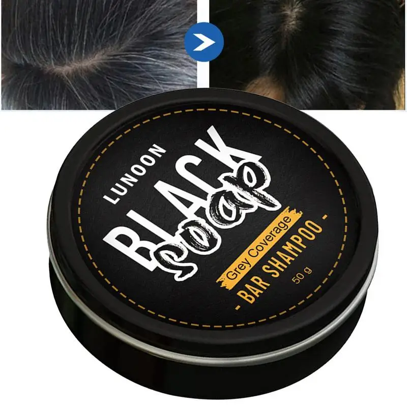 50g Men's Black Hair Soap Hair Darkening Soap Shampoo Bar Fast Effective Repair Gray White Color Dye Hair Natural Organic