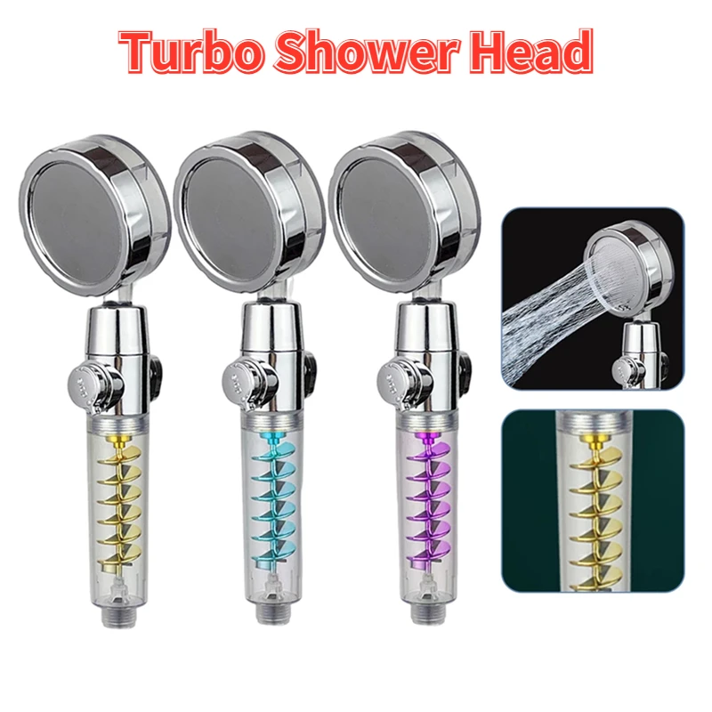 

Rain Shower Head Water Saving Flow 360° Rotating with Small Fan ABS High Pressure Massage Spray Nozzle Bathroom Accessories