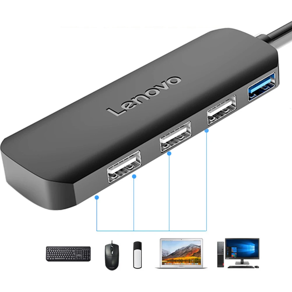 

USB-разветвитель Lenovo с док-станцией, портативный расширитель для клавиатуры, мыши, путешествий, бизнеса, офиса