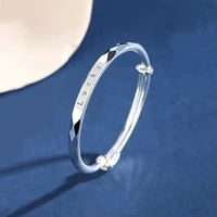 lucky silver s925 ladies sterling silver bangle 2022 new fashion trend diamond laser push pull jewelry exquisite luxury gift