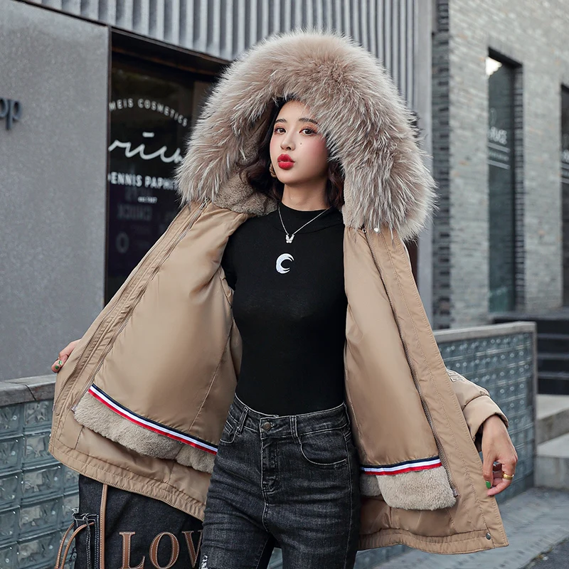 Loose Casual Hooded Long Coats Women One Coat Three Wear Plus Velvet Thick Overcoat Winter Jackets Big Fur Collar Female Parkas