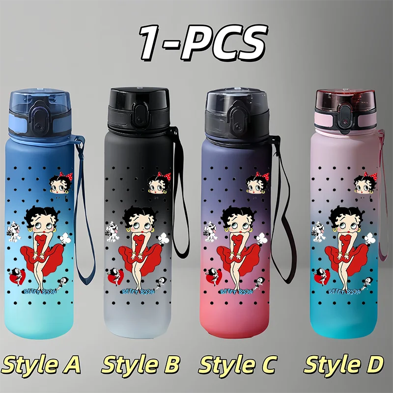 Фото Бутылка для воды Betty Boop Cartoon, 650 мл, градиентная, спортивная, портативная, для активного отдыха, подарки на праздники и фестивали №2