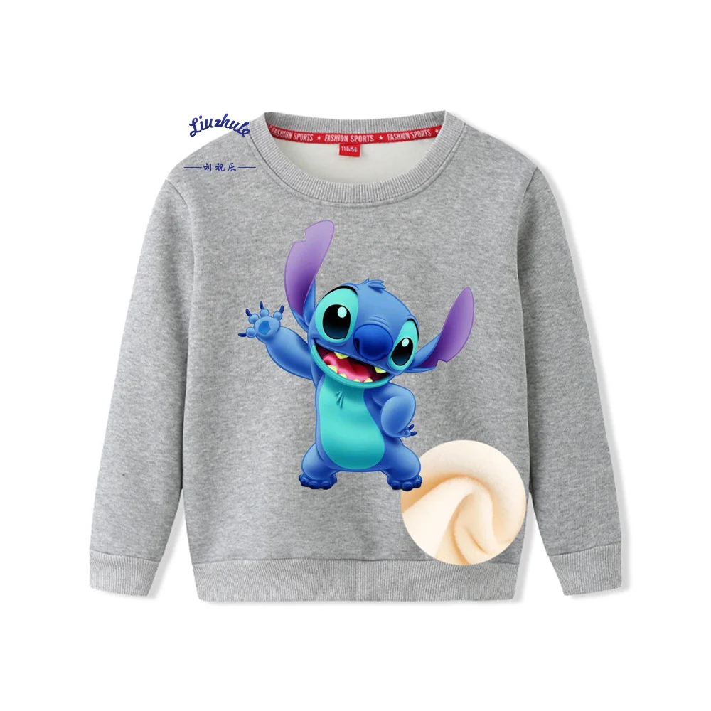 8 Color Kids gift Cartoon Stitch Sweatshirt Long Sleeve Children Clothes Boys Girls Warm 3T-8T Stitch O-Neck composite Pullovers