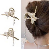 butterfly pearl hair clip geometric metal hair claw gold hollow hairpin jewelry hair accessories for women girl hair crab 2022