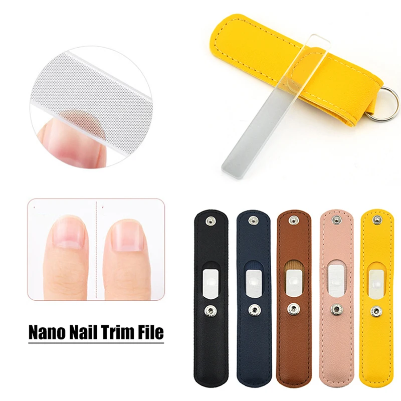 

Пилка для ногтей Nano Nail Trim для девушек Маникюр профессиональная шлифовка прозрачная полировка стекла декоративные инструменты с кожаным чехлом