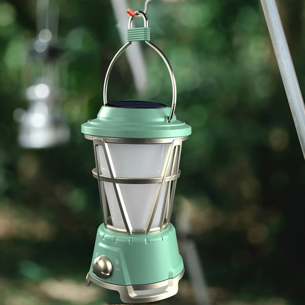

LED Camping Hanging Lanterns IPX4 Waterproof Outdoor Camping Tent Light Retro Solar Rechargeable Camping Light