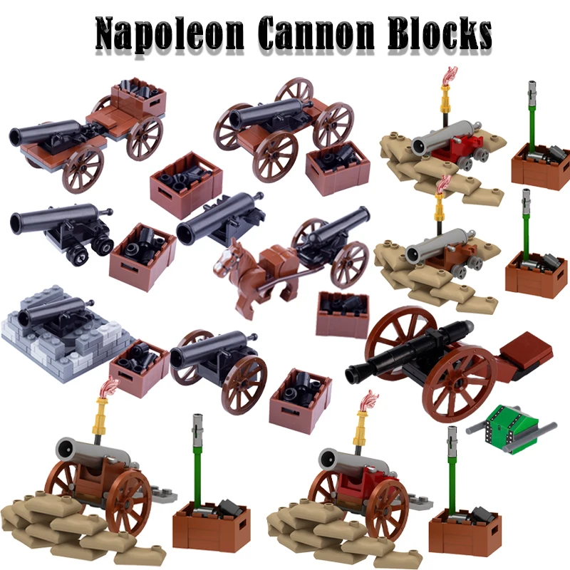 WWI Military Accessories Building Blocks Medieval Soldiers Figures Weapons Parts Blocks Pirate Boat Cannon Model Blocks Bricks