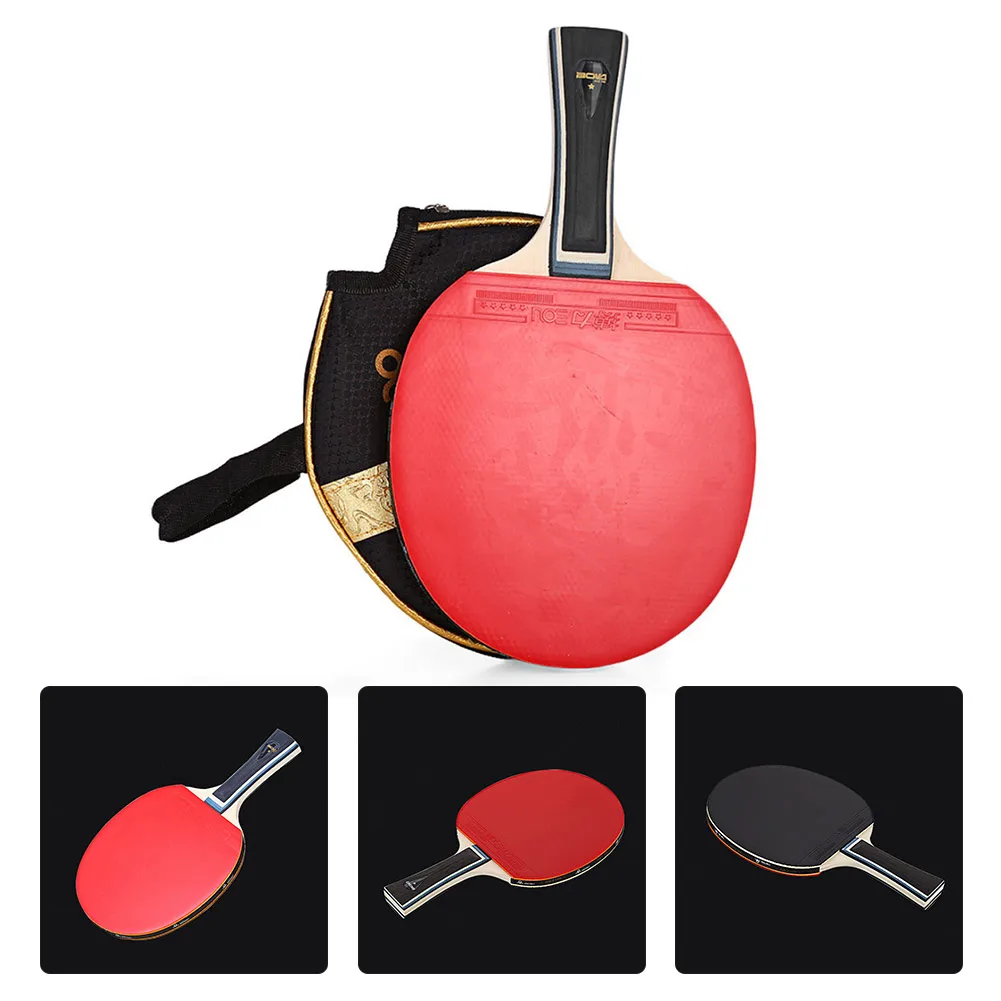 

1x ракетка для настольного тенниса, профессиональный набор ракеток для пинг-понга, высококачественное лезвие из 7-слойного дерева и резины, ракетка для летучей мыши с сумкой и длинной ручкой