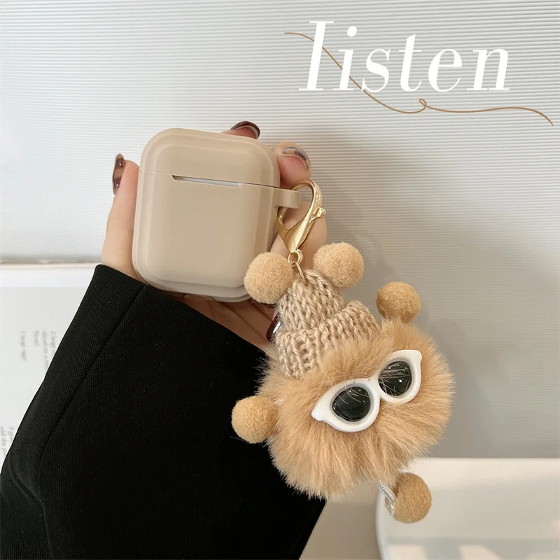 

brown cute Cartoon plush pendant For AirPods 1 2 3 Pro Earphone Case Bluetooth earphone Silicone Soft For Airpods 3 2021 Cover