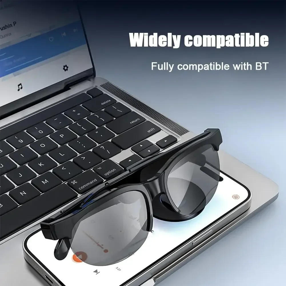 Фото Умные очки Lenovo XG88 PRO AI для перевода речи, беспроводные Bluetooth-очки с микрофоном и наушниками, спортивные солнцезащитные очки №4