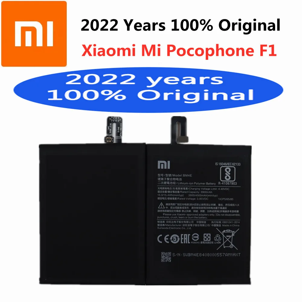 Оригинальный аккумулятор Xiaomi BM4E, 2022 лет, для Xiaomi MI Pocophone F1, 4000 мАч, сменный аутентичный аккумулятор для телефона