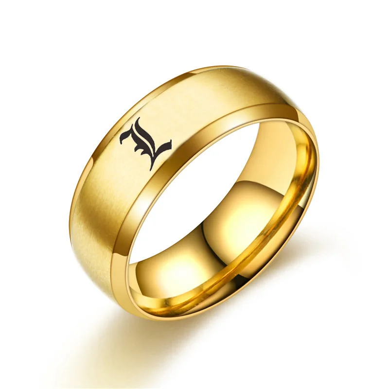 Кольцо с логотипом L-образной формы из нержавеющей стали лазерной маркировкой |