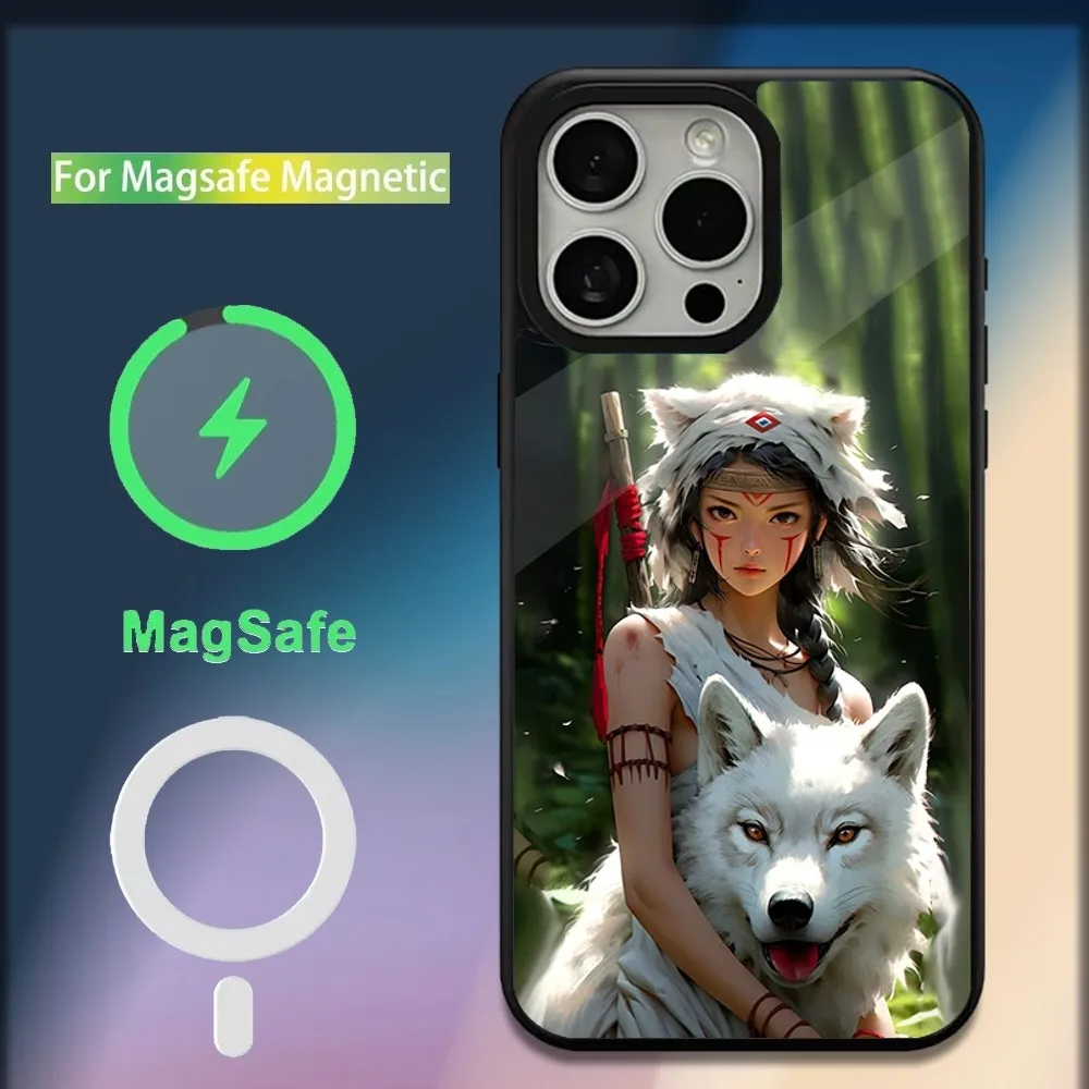 Prince M-MononokeS Hime Phone Case For iPhone 16 15 14 13 12 11 Plus Pro Max Mini Magsafe Magnetic Wireless Charging
