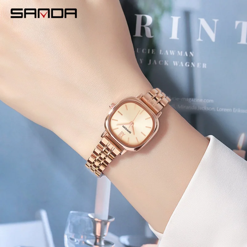 Kids 2023 Fashion Rose Gold Watches Women Quartz Watch Luxury Casual Leather Wristwatch for Lady Clock Relogio Feminino P1098