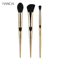 rancai 3 pcs gold contour powder blusher makeup brushes set eyeshadow highlighter brush cosmetics blending detail make up beauty