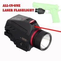 tactical led flashlight red green laser sight combo outdoor hunting training kit picatinny rail mount for pistol hunting laser