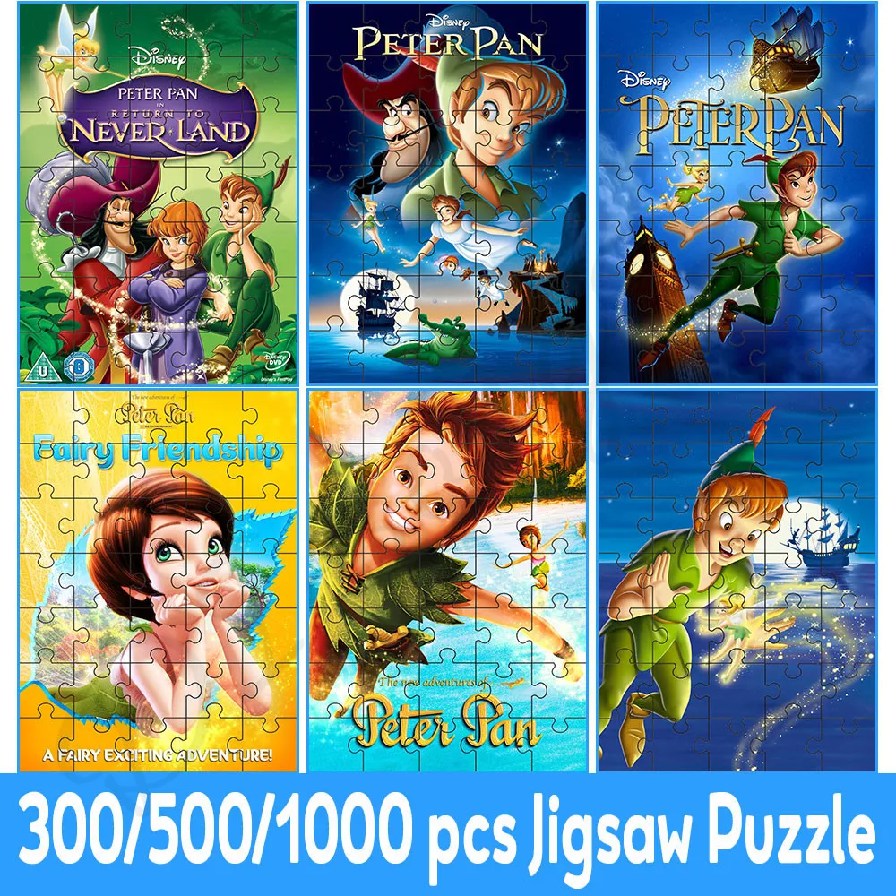 

Disney Peter Pan Jigsaw Puzzle American Animated Movies Paper Puzzle 300/500/1000 Piece Cartoon Pictures Decompress Toy Decor