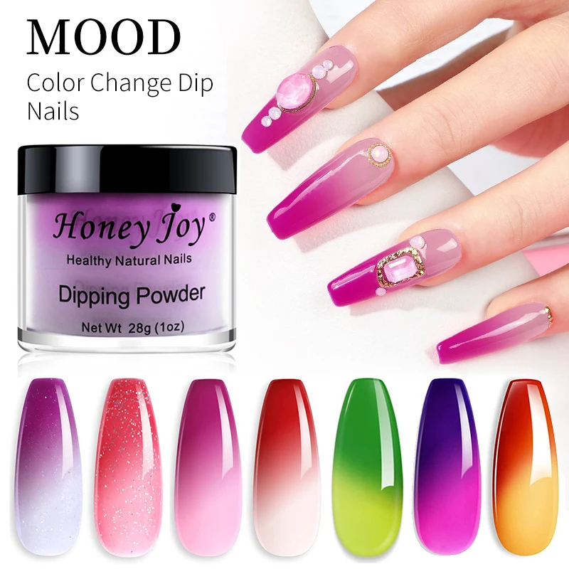 28g/Box Temperature Color Change Shine Glitter Dip Powder Nails Dipping Nails Long-lasting Nails No UV Light Needed (#1-#6)