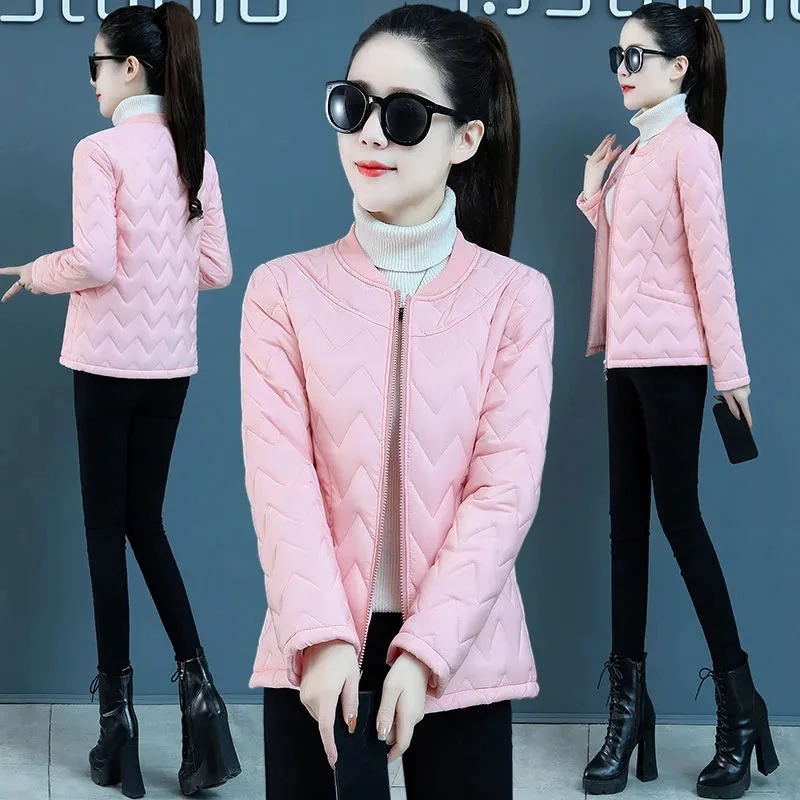 Padded Jacket Womens 2022 Autumn Winter New Fashion All-match Casual Small Down Cotton Coat Women Light Thin Large Size Parkas