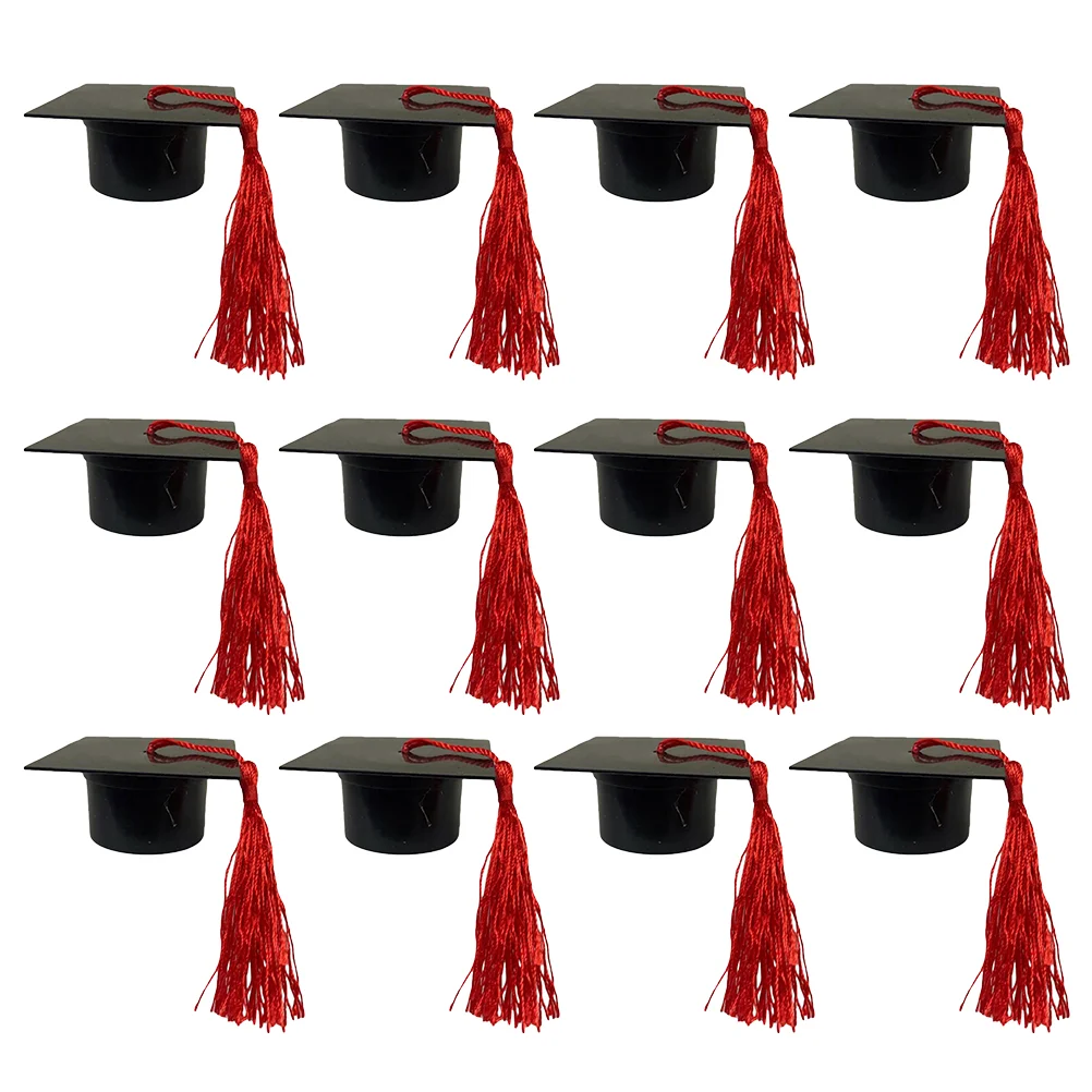 

12 Pcs Caps Box Graduation Candy Box Caps Decorations Modeling Favors 2022 Guests Plastic