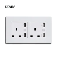 EIOMR 13A UK Standard Wall Socket 146mm Dual USB Wall Plug Outlet with Safety Door New Flame Retardant PC Panel Power Socket