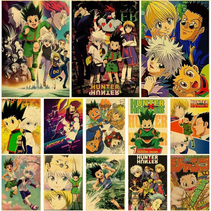 

Vintage Hunter X Hunter Posters Retro Kraft Paper Anime Poster Wall Art Decor HD Print Wall Poster Home Room Bar Art Painting
