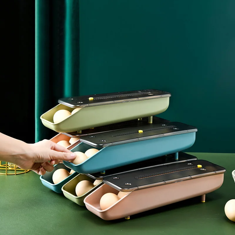 

Автоматическая вращающаяся коробка для яиц, кухонный органайзер для хранения в холодильнике, бытовой прозрачный ящик для яиц, лоток, контей...