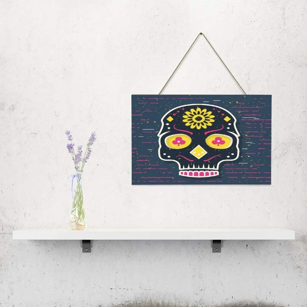 

Wall hanging plaque sign, sugar skeleton flower style, home wall decoration, living room / bar / farmhouse sign farmhouse decor